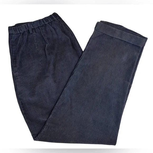 Lands End Wide Traditional Fit Black Corduroy Pants Womens 18 R Cuffed Hem 32x29 - Picture 1 of 8